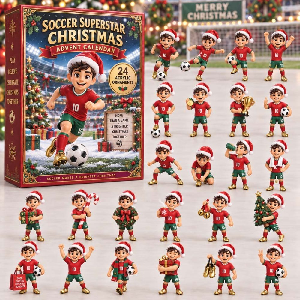 Soccer Superstar Holiday Countdown 2026 — 24-Day Advent Calendar With Acrylic Soccer Charms, Perfect Gift For Young Athletes