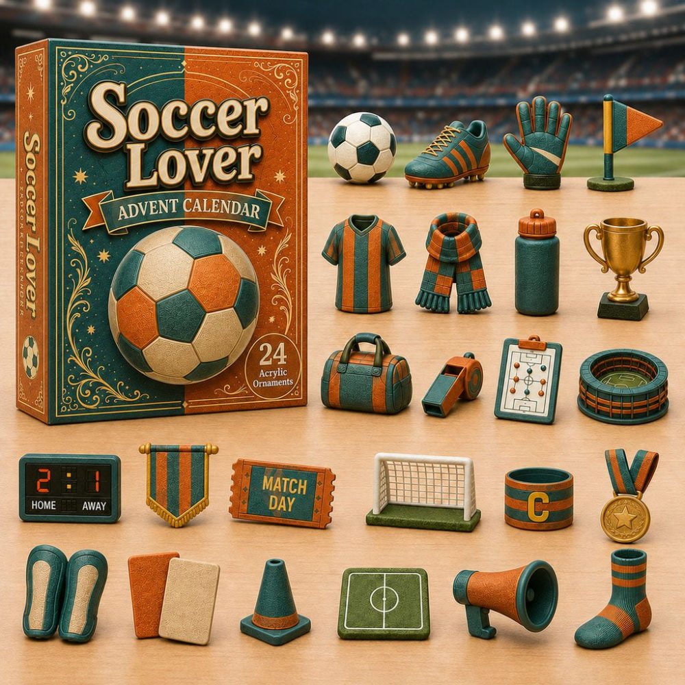 2026 Orange Soccer Countdown Calendar — 24-Day Vibrant Acrylic Charm Set For Fans, Players & Team Spirit Gifts