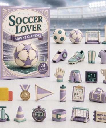 2026 Purple Soccer Countdown Calendar — 24-Day Stylish Acrylic Charm Set For Players, Fans & Team Gifts