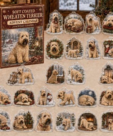 Soft Coated Wheaten Terrier Acrylic Charm Advent Calendar — 24 Holiday Dog Charms , Charming Christmas Countdown Gift