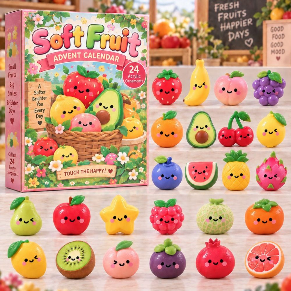 2026 Fruit Acrylic Charm Surprise Countdown - 24 Colorful Fruit Mini Charms, Cute Holiday Advent Set & Fun Gifts For Kids