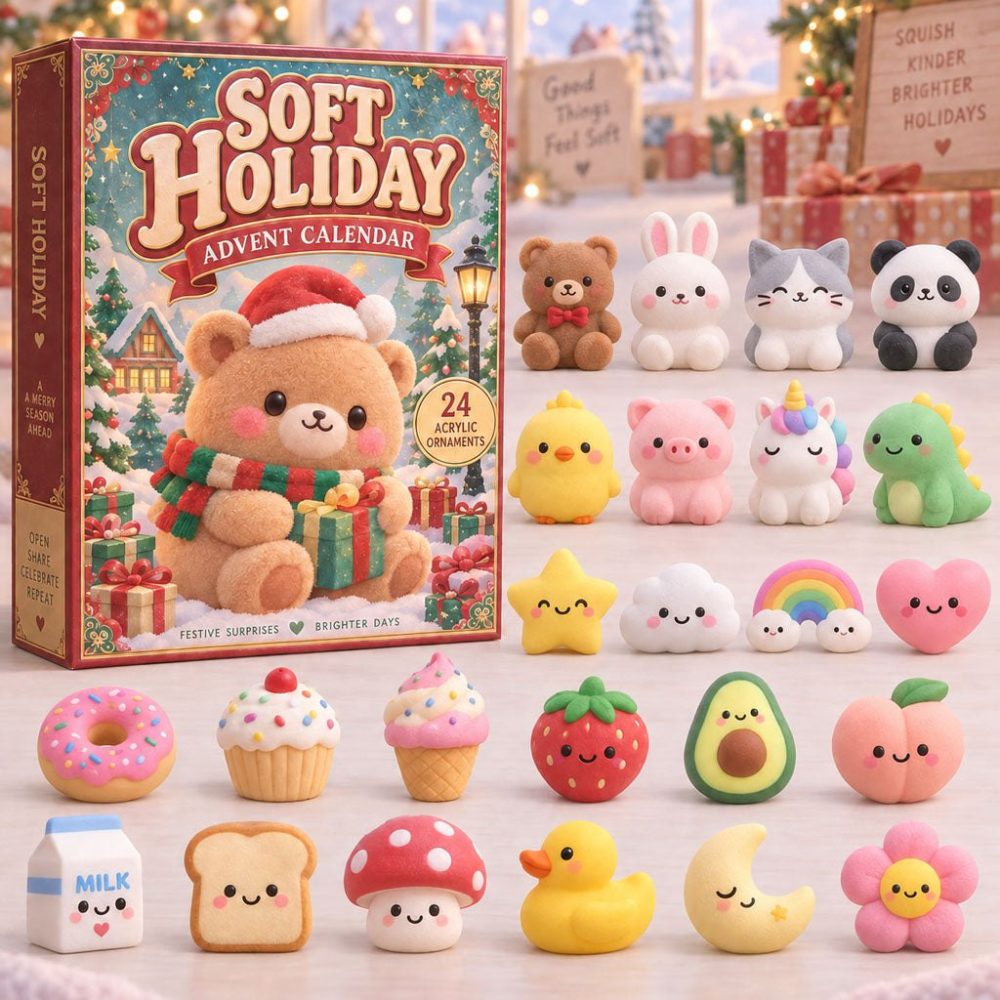 Teddy Bear Softie Advent Calendar — 24 Plush Bear Surprises With Acrylic Charms For Snuggly Holiday Countdown & Gift-Ready Packaging