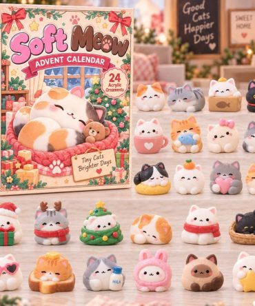 2026 Kawaii Cat Acrylic Charm Holiday Countdown - 24 Meow Surprise Charms, Collectible Cat Gifts & Festive Stocking Fillers