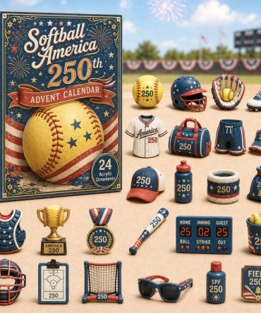 Softball America 250Th 2026 Advent Calendar — 24-Day Commemorative Countdown With Acrylic Charms, Patriotic Softball Keepsakes