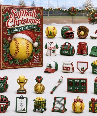 Softball Christmas 2026 Advent Calendar — 24-Day Holiday Sports Countdown With Acrylic Charms, Perfect For Players & Fans