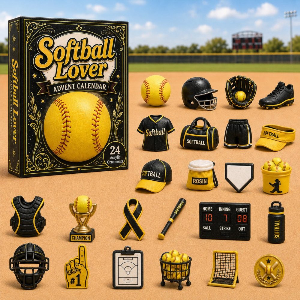 2026 Softball Countdown Calendar — 24-Day Acrylic Charm Set For Softball Players, Coaches & Team Gifts