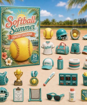 Softball Summer 2026 Advent Calendar — 24-Day Sports Countdown With Acrylic Charms, Fun Gift For Softball Players & Fans
