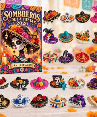 Sombreros De La Fiesta 24-Day Advent 2026 - Festive Acrylic Charm Countdown, Colorful Mexican Party Ornaments & Gift