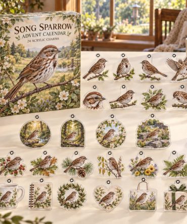 Song Sparrow 24-Day Acrylic Charm Advent Calendar 2026 — Charming Sparrow Collectibles, Nature Lover Holiday Countdown Gift