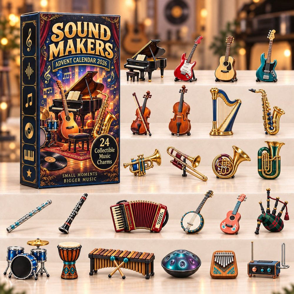 Musical Sound Makers Advent Calendar 2026 — 24-Day Acrylic Charm Countdown, Holiday Music Gifts & Decor
