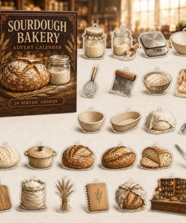 Sourdough Bakery Advent Calendar — 24 Acrylic Charms, Artisan Bread Baking Countdown, Gift For Bakers & Home Bread Enthusiasts