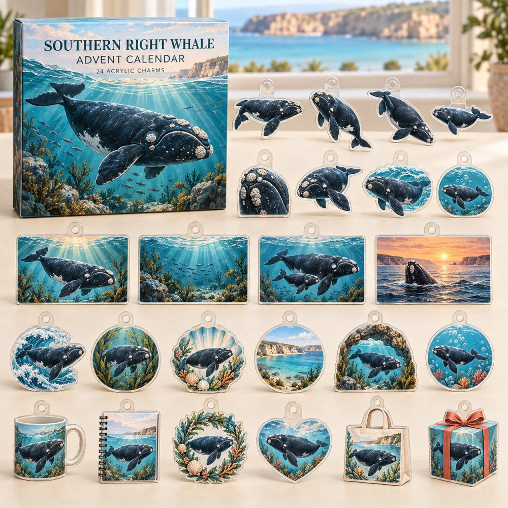 24-Day Southern Right Whale Acrylic Charm Advent Countdown — Premium Ocean-Themed Holiday Calendar Gift Set For Whale Collectors