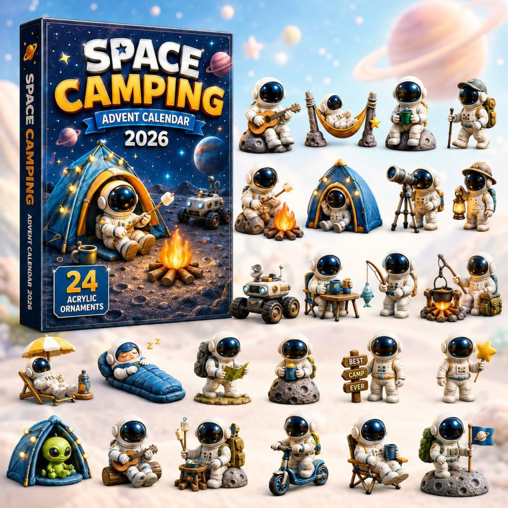 2026 Space Camping Countdown Calendar — 24-Day Astronaut & Camp Acrylic Charm Set, Cosmic Outdoor Adventure Gift