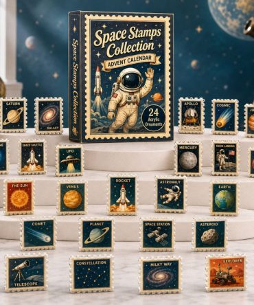 Space Stamps Collection Advent Calendar 2026 - 24-Day Acrylic Charms Countdown , Collectible Gift For Space Stamp Collectors & Sci-Fi Fans