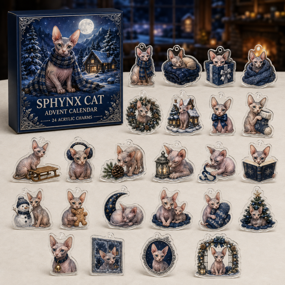Sphynx Cat Holiday Countdown: 24-Day Acrylic Charm Advent - Unique Hairless Cat Gift, Limited Collector'S Edition