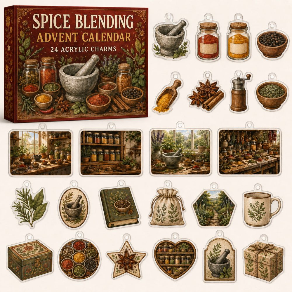 24-Day Spice Blend Charm Countdown: Aromatic Acrylic Charms Celebrating Global Spices — Giftable Kitchen Collectibles For Home Chefs