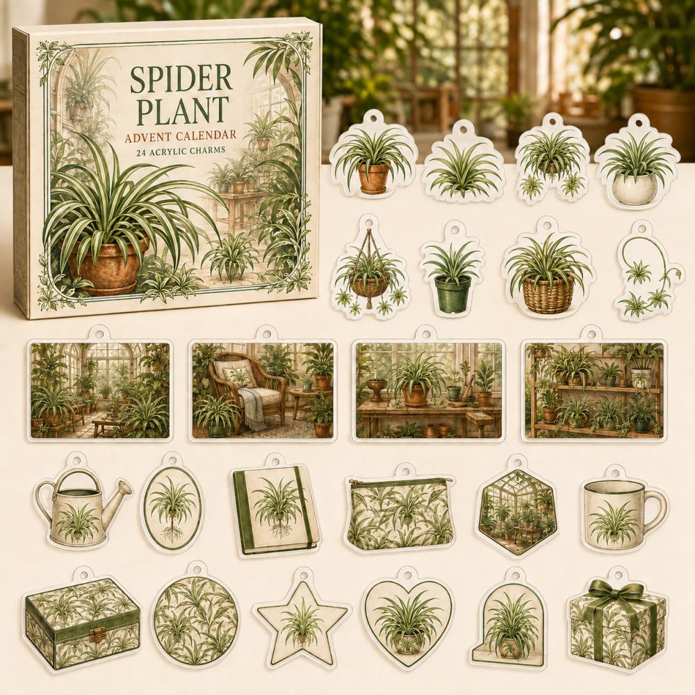 Spider Plant 24-Day Acrylic Charm Holiday Countdown - Plant Lover Gift, Mini Charms & Home Decor