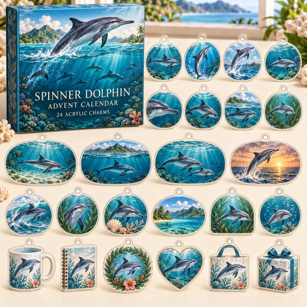 24-Day Spinner Dolphin Acrylic Charm Advent Countdown — Premium Ocean-Themed Holiday Calendar Gift Set For Dolphin Collectors