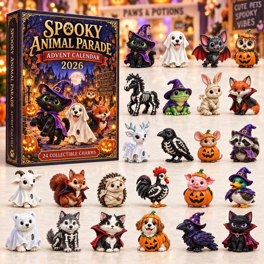 2026 Spooky Animal Parade Countdown — 24 Playful Acrylic Creature Charms For Halloween Countdown, Kids' Decor & Party Favor Gift Set