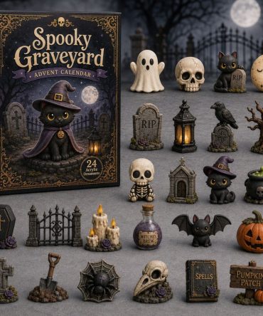 2026 Spooky Graveyard Countdown Calendar — 24-Day Halloween Acrylic Charm Set For Gothic Home Decor & Collectors