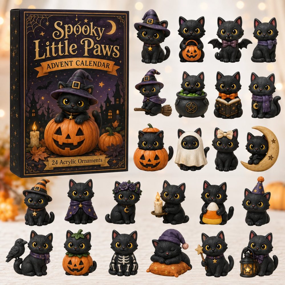 2026 Spooky Little Paws Countdown Calendar — 24 Haunted Pet Paw Acrylic Charms, Halloween Pet-Themed Decor & Gifts