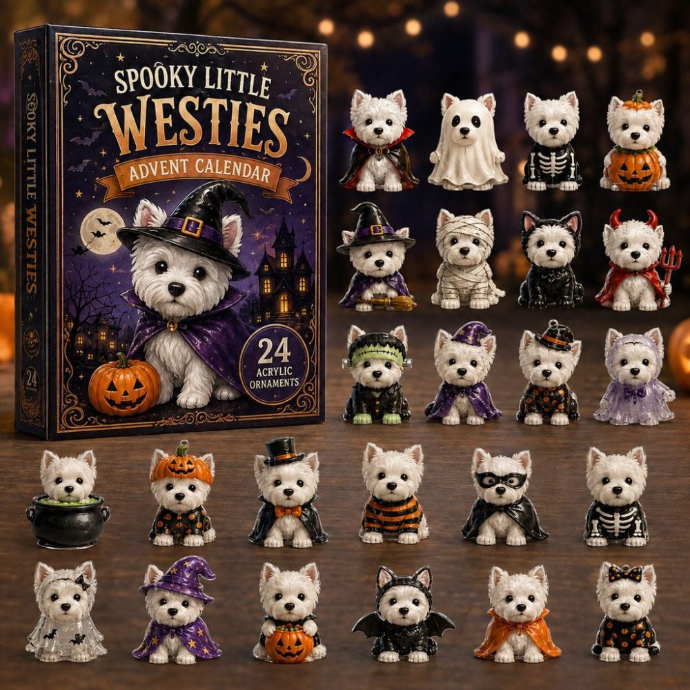 2026 Halloween Westie Advent Calendar — 24-Day Spooky West Highland Terrier Acrylic Charms, Gift For Dog Lovers & Collectors