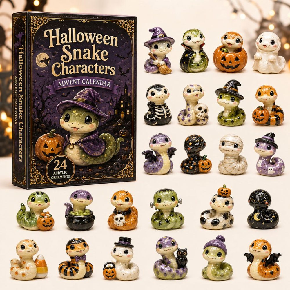 2026 Spooky Snake Countdown Calendar — 24-Day Halloween Acrylic Charm Set For Horror Fans & Gothic Decor