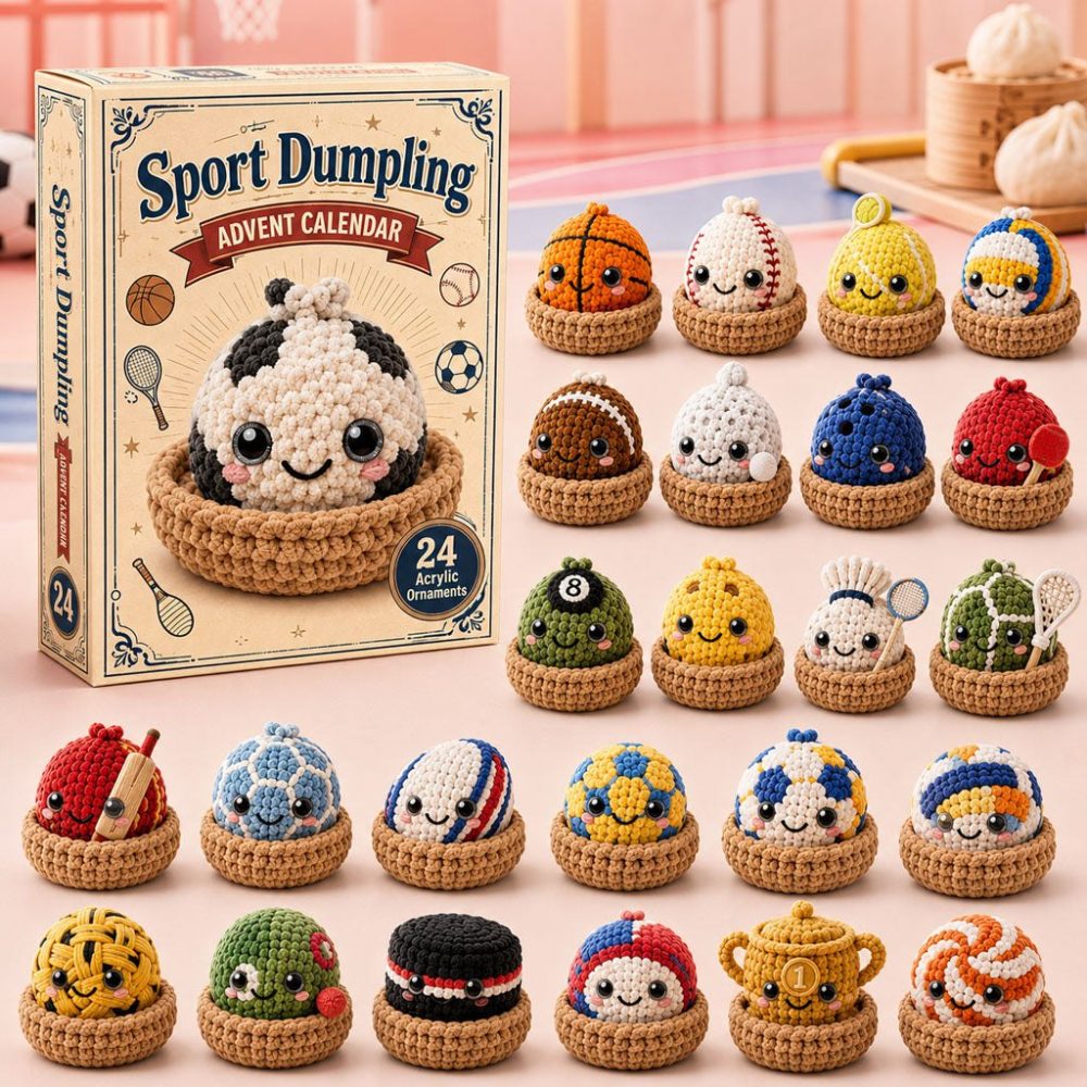 2026 Sport Dumpling Crochet Advent Set — 24 Days Of Cute Acrylic Charms, Handcrafted Toy Countdown Gift For Kids & Kawaii Fans