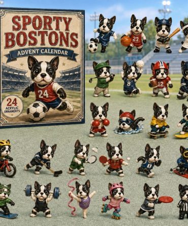 2026 Sporty Boston Terriers Countdown Calendar — 24 Athletic Acrylic Charms, Dog-Lover Advent Gift & Playful Home Display