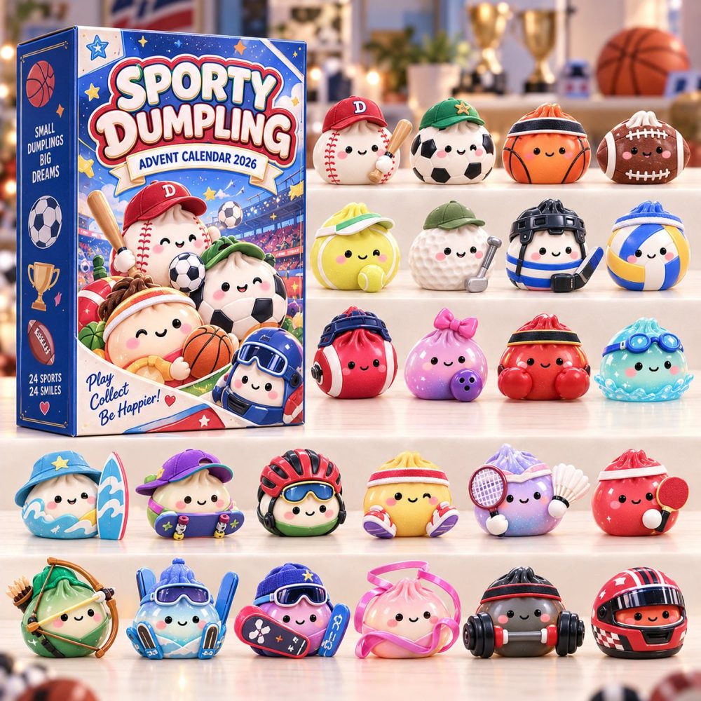 Sporty Dumpling Advent Calendar, 24 Sports-Themed Acrylic Charms, Active Kawaii Countdown With Mini Athlete Charms, Fun Gift For Kids 2026