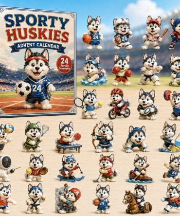 2026 Sporty Huskies 24-Day Active Countdown - Athletic Husky Acrylic Charm Advent Calendar, Ideal Gift For Sports & Dog Fans