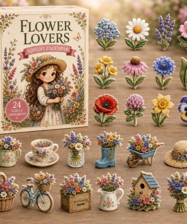 2026 Spring Floral Countdown Calendar — 24-Day Flower Acrylic Charm Set For Garden Lovers, Gift-Ready Display