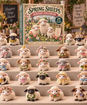 Spring Sheep Holiday Countdown - 24-Day Acrylic Charms Collection, Fresh Floral Charm Calendar Perfect Gift