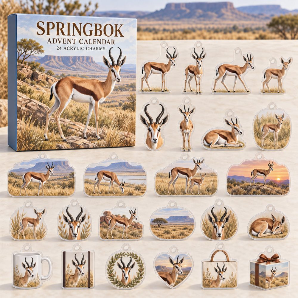 24-Day Springbok Holiday Countdown — African Antelope Acrylic Charm Advent, Springbok Collectibles For Holiday Gifts