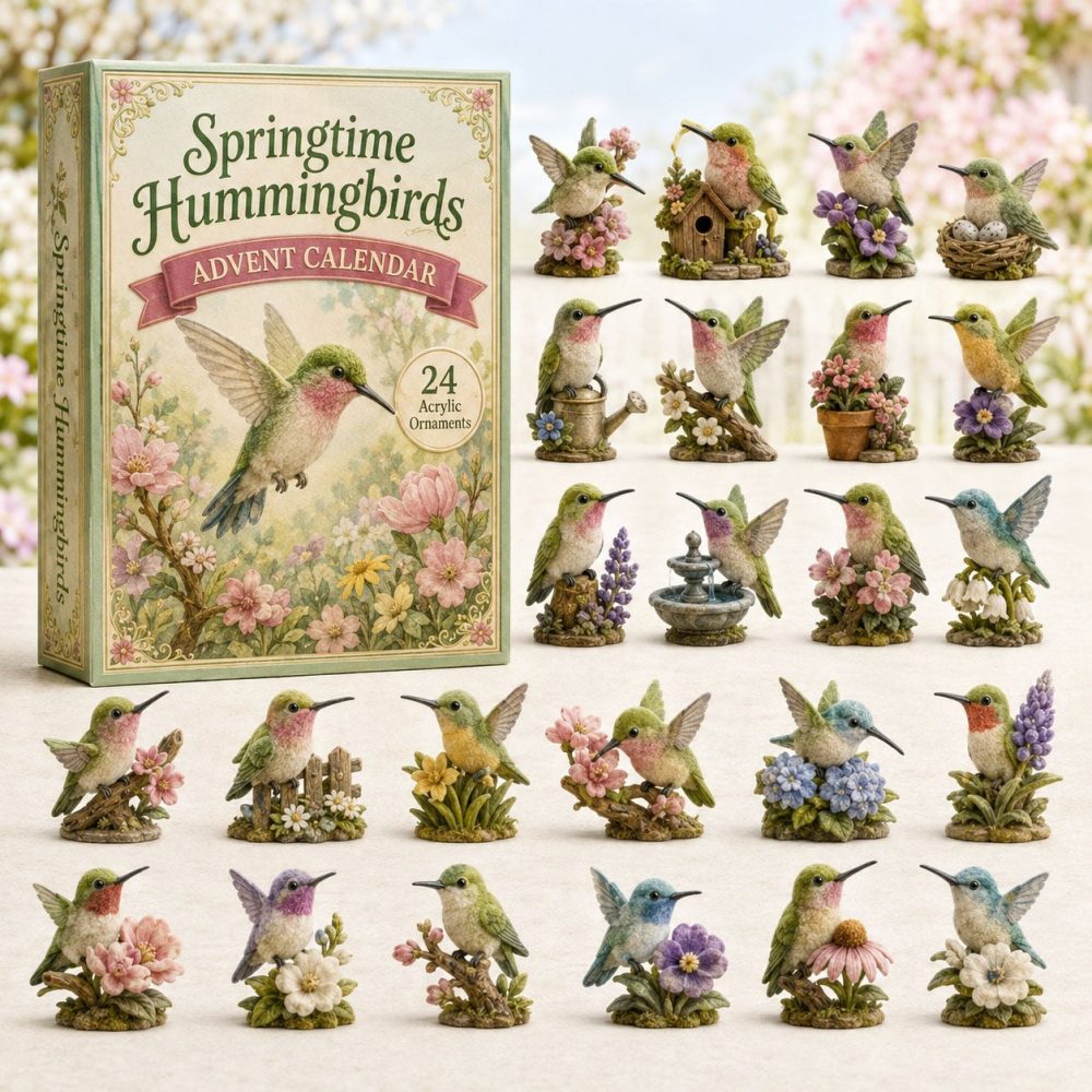 2026 Hummingbird Spring Countdown Calendar — 24-Day Acrylic Charm Gift Set For Bird Lovers, Decorative Keepsake