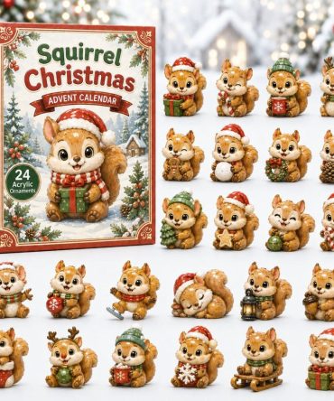 2026 Squirrel Christmas Countdown Calendar — 24 Holiday Acrylic Charms, Tree Ornaments & Festive Gift Set For Rodent Fans