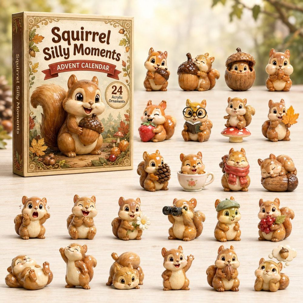 2026 Silly Squirrel Moments Countdown — 24 Whimsical Acrylic Charms, Funny Woodland Advent Calendar & Gift For Animal Lovers