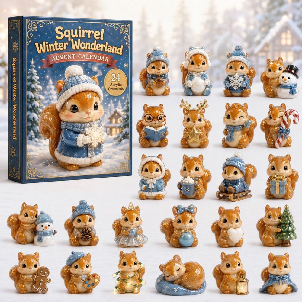 2026 Squirrel Winter Wonderland Countdown Calendar — 24 Festive Acrylic Charms, Cozy Holiday Décor & Gift For Nature Lovers