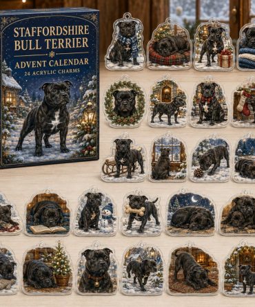 Staffordshire Bull Terrier Acrylic Charm Advent Calendar — 24 Holiday Dog Charms , Festive Christmas Gift For Staffy Fans