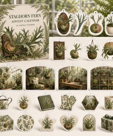 Staghorn Fern 24-Day Acrylic Charm Holiday Countdown - Plant Lover Gift, Mini Charms & Home Decor