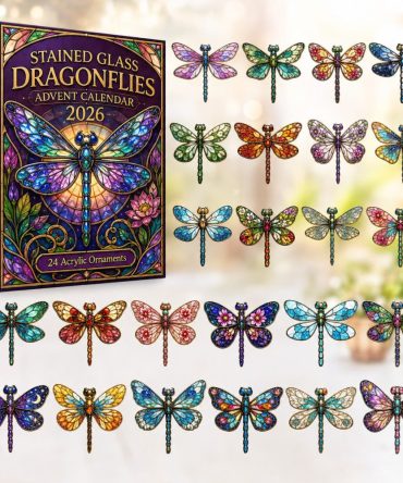 Stained Glass Dragonflies 2026 Advent Calendar — 24-Day Acrylic Charm Countdown With Colorful Winged Collectibles