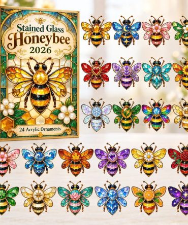 Stained Glass Honeybee 24-Day Advent Calendar 2026 — Elegant Acrylic Charms Inspired By Stained Glass , Gift For Bee Lovers
