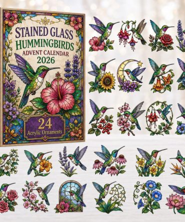 2026 Stained Glass Hummingbird Advent Calendar — 24 Vibrant Acrylic Charms With Stained-Glass Finish, Nature Lover Gift & Decors