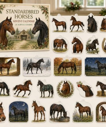 Standardbred Horse Advent Collection — 24 Acrylic Equestrian Charms For Harness Racing Fans, Giftable Holiday Countdown