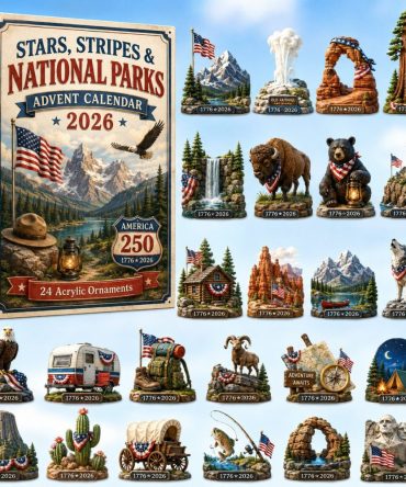 Stars, Stripes & National Parks 2026 Advent Calendar — 24-Day Americana Countdown With Acrylic Charms, Patriotic Travel Gift