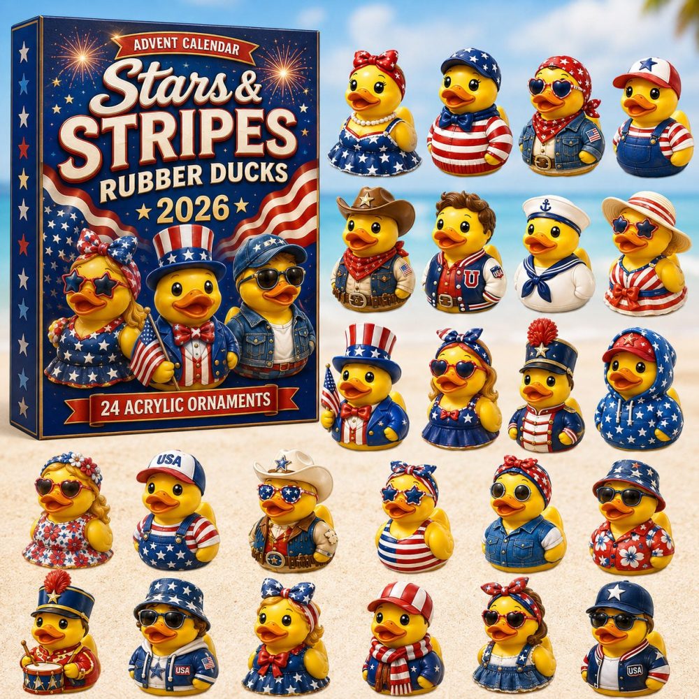 Stars & Stripes Rubber Duck Advent Calendar 2026 - 24-Day Acrylic Charm Countdown, Patriotic Duck Collector Gift