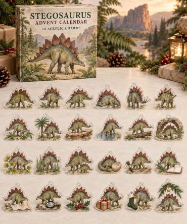 24-Day Stegosaurus Advent Calendar — Acrylic Dinosaur Charms Set For Kids, Paleontology Fans & Fun Holiday Gifts