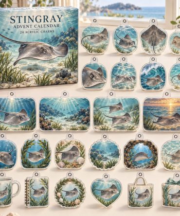 Stingray Ocean Charm 24-Day Countdown Calendar 2026 — Dazzling Stingray Acrylic Charms, Daily Sea Life Collectibles & Gift For Kids