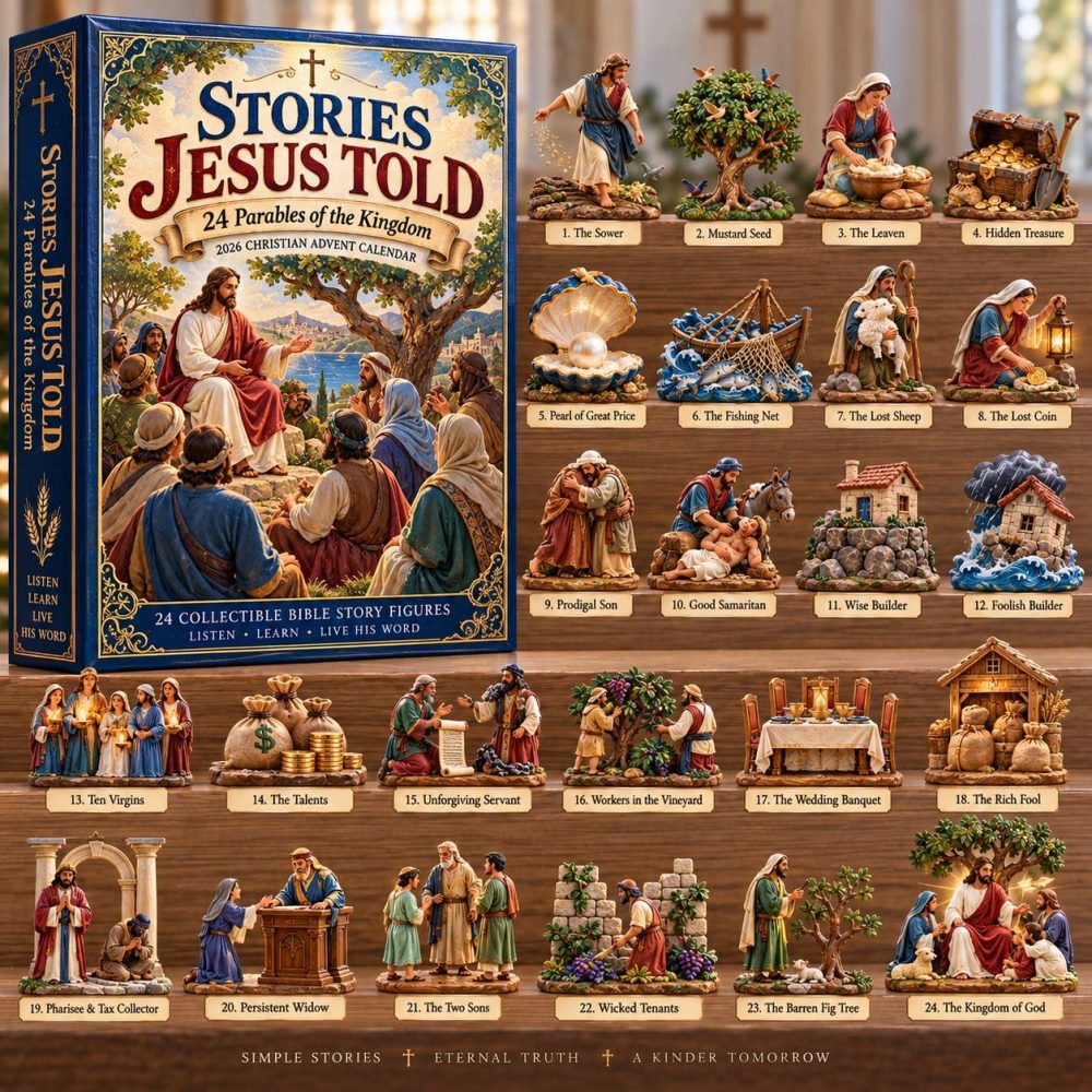 Biblical Stories Advent Calendar 2026 - 24 Illustrated Acrylic Charms Featuring Jesus' Parables For Faith-Based Gifts