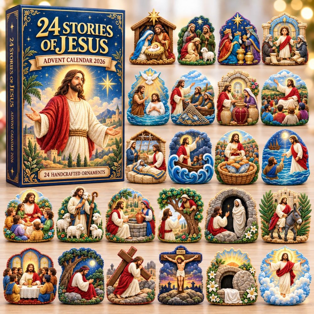 Stories Of Jesus 2026 Advent Calendar — 24-Day Biblical Acrylic Charm Set, Illustrated Christian Holiday Countdown Gift